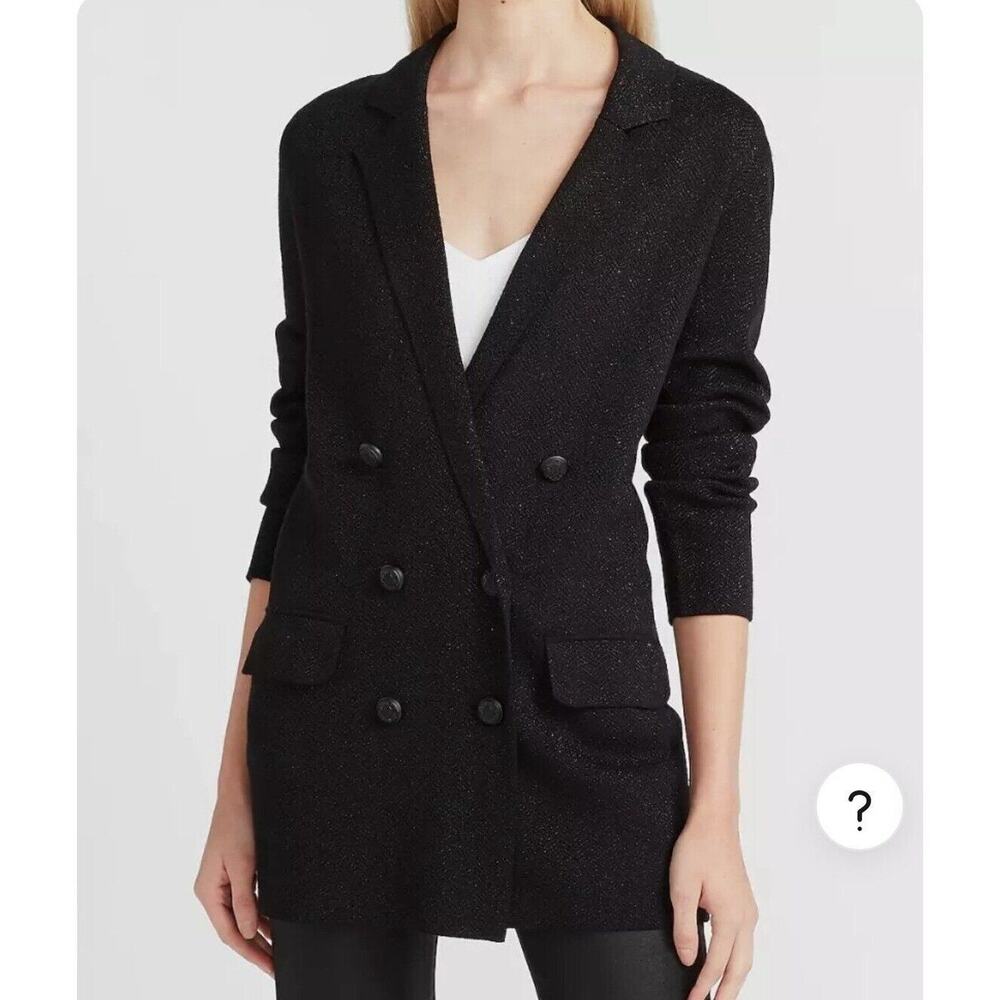 New Sz Medium Express Solid Black Wrap Long Sleev… - image 1